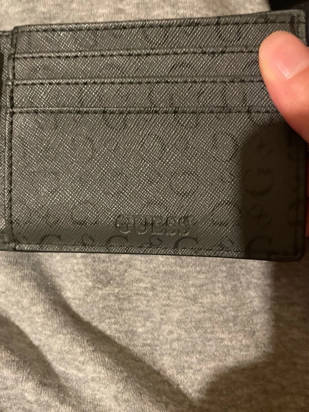 GUESS Black Monogram Money Clip Wallet with Logo Plaque